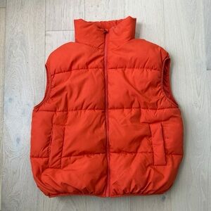 H&M Oversized Bright Red Orange Puffer Vest